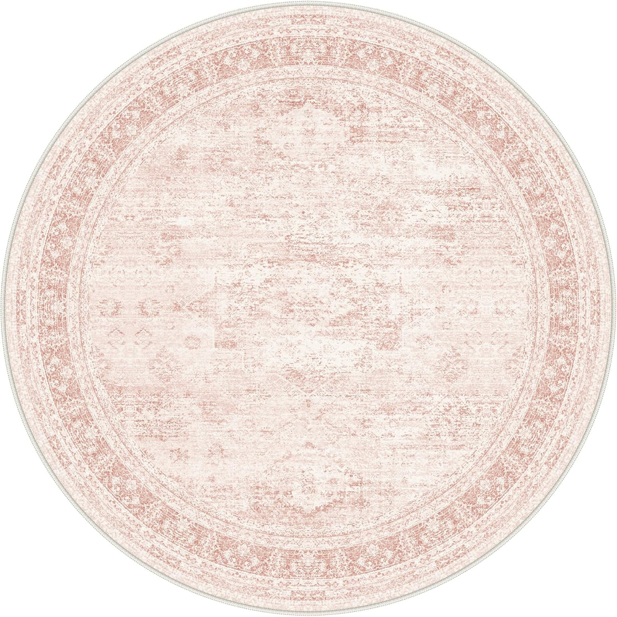 5FT Round Area Rugs for Living Room, Vintage Non Slip Washable Rugs