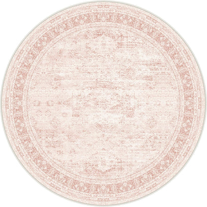 5FT Round Area Rugs for Living Room, Vintage Non Slip Washable Rugs