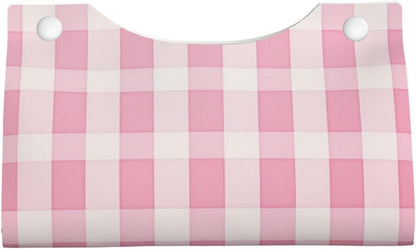 Pink Checker Striped Pattern Tissue Box Cover Rectangle Pu Leather Tissue Box Holder for Car Bathroom Bedroom Desk Tabletop Decor