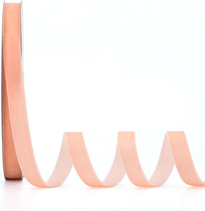 Peach Velvet Ribbon 5/8 Inch x 20Yd,Great for Gift Wrapping,Hair Bows,Christmas,Wedding Party Decoration(5/8" Peach)