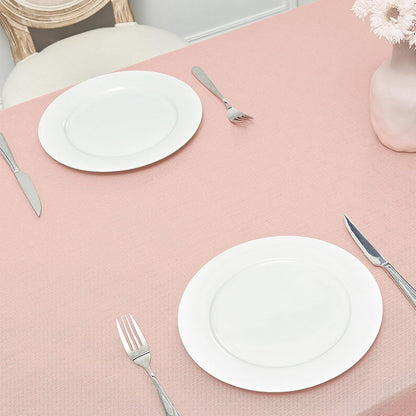 Rectangle 4 Feet Tablecloth 52x70 inch Linen Textured Table Cloth Stain and Wrinkle Resistant Washable Polyester, Decorative Table Cover Waterproof for Dining, Buffet and Camping, Pink