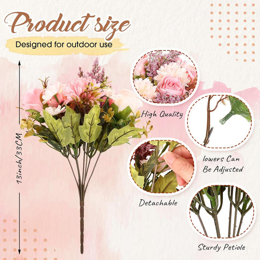 Pink 2 Set Artificial Fake Hanging Flowers Basket for Spring Summer