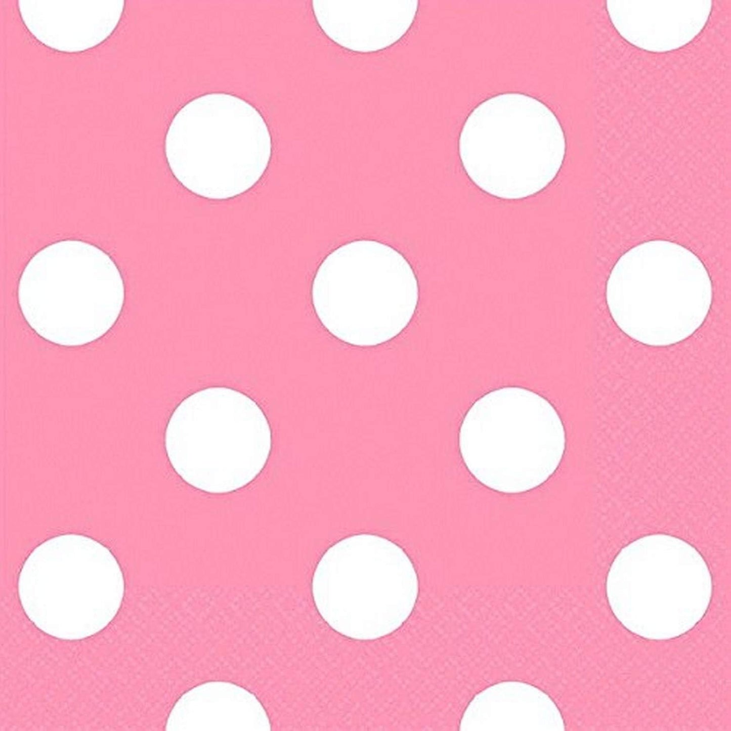 Disposable, Dots Beverage Napkins, New Pink, One Size 16Ct Party Supplies, 5" x 5", White