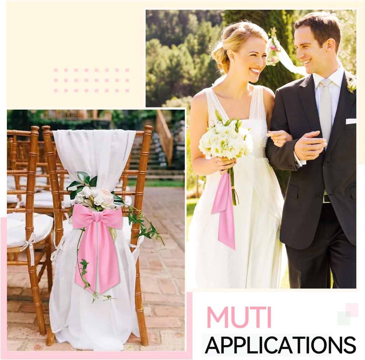 2 Pcs Light Pink Wreath Sash for Front Door Linen Wreath Ribbon Bow for Yard Porch Garland Home Decor
