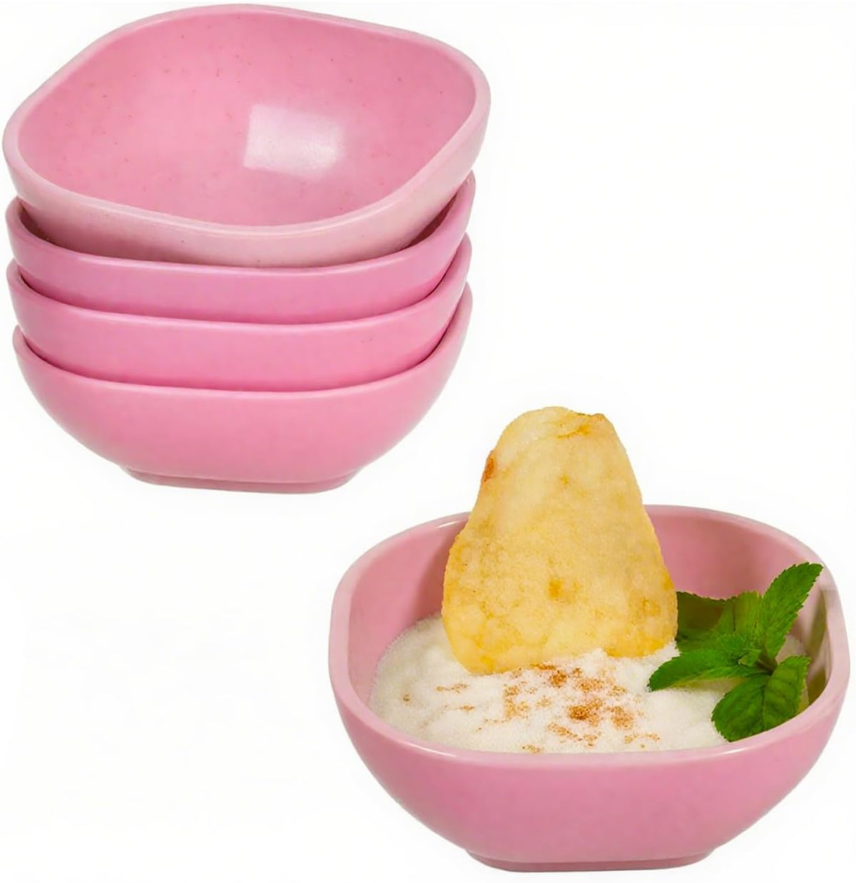 Wheat Straw Dipping Bowls Set of 5 4.5 OZ Unbreakable Dipping Cups (Pink)