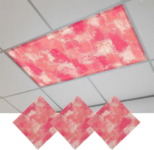 Pink Beige Ink Splatters 3 Pack Fluorescent Light Cover for Ceiling 4 x 2 Ft Abstract Minimalist Vintage Rough Texture Classroom Light Covers with 10 Magnets for School Home Office Decor