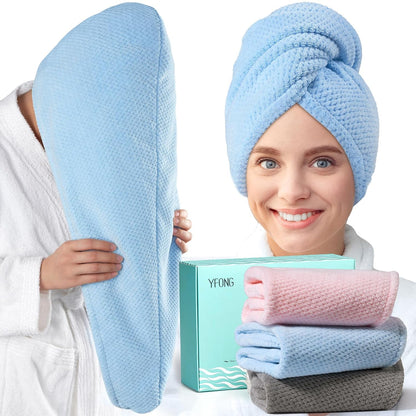 3 Pack Large Microfiber Hair Towel Wrap Long Hair, 400 GSM Thicker