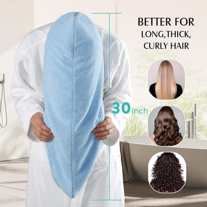 3 Pack Large Microfiber Hair Towel Wrap Long Hair, 400 GSM Thicker