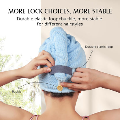 3 Pack Large Microfiber Hair Towel Wrap Long Hair, 400 GSM Thicker