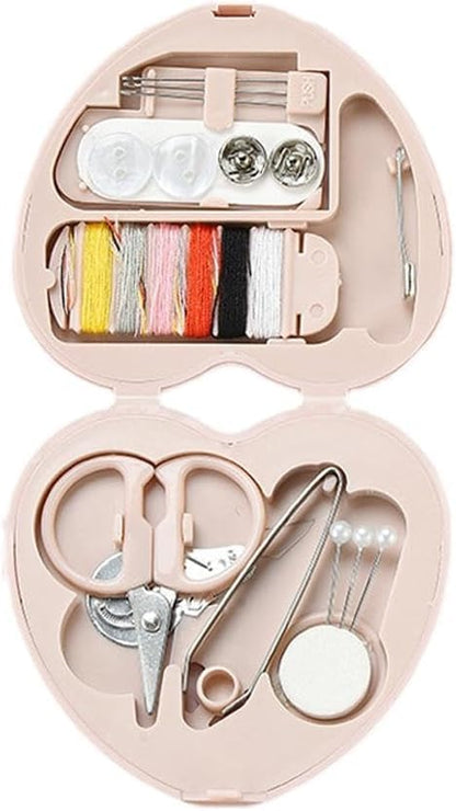 1 Set Sewing Kit Box,Travel Sewing Kit for Adults,Portable Mini Sewing Kit,Sewing Tools Household Clothing Fixes Sewing Kit,Sewing Thread Accessories,Basic Sewing Supplies Accessories (Pink)
