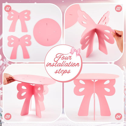 12" Pink Cake Stand Bow Coquette Party Decorations