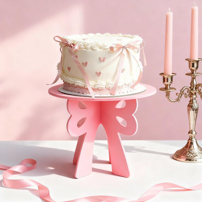 12" Pink Cake Stand Bow Coquette Party Decorations