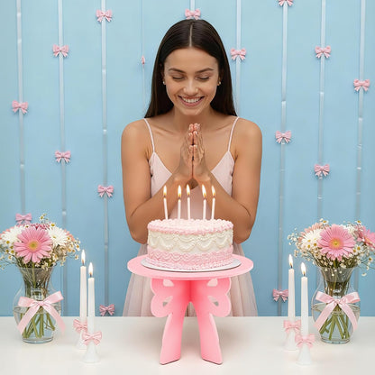 12" Pink Cake Stand Bow Coquette Party Decorations
