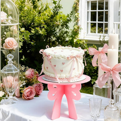 12" Pink Cake Stand Bow Coquette Party Decorations