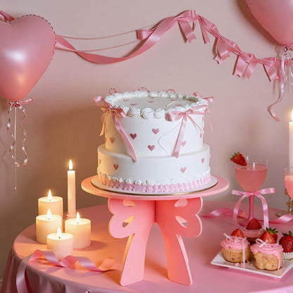 12" Pink Cake Stand Bow Coquette Party Decorations