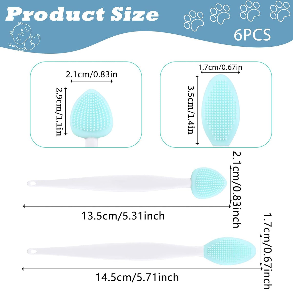 6 Pcs Cat Acne Chin Treatment Cat Acne Brush Set Black Seed Exfoliating Brush Silicone Double-Sided Grooming Brushes Cats Grooming Essentials for Chinacne and Cleaning Blackhead Exfoliation