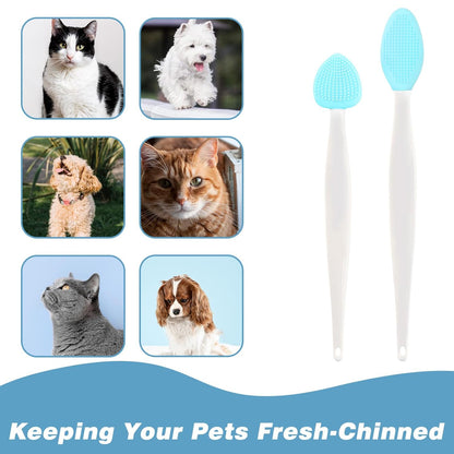 6 Pcs Cat Acne Chin Treatment Cat Acne Brush Set Black Seed Exfoliating Brush Silicone Double-Sided Grooming Brushes Cats Grooming Essentials for Chinacne and Cleaning Blackhead Exfoliation