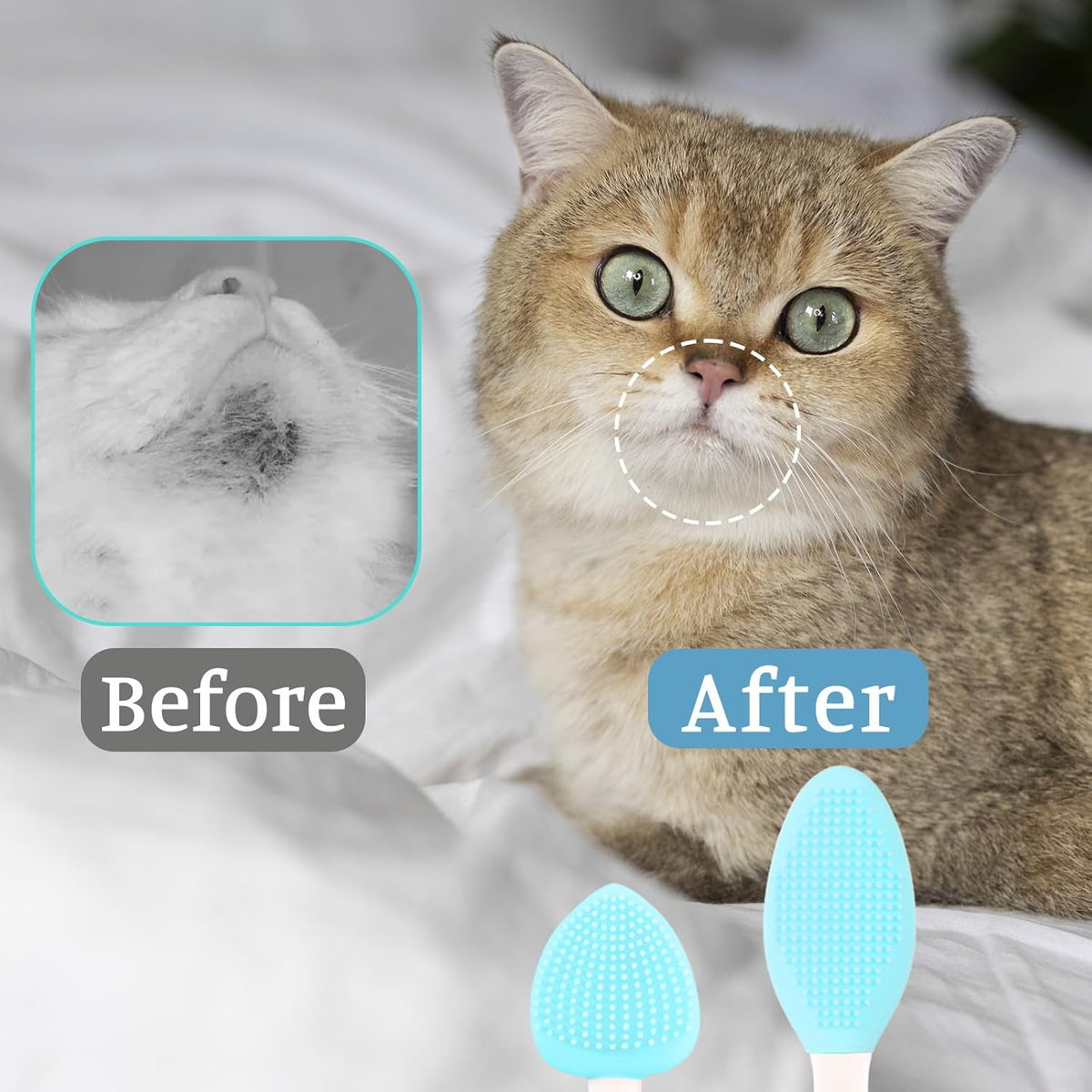 6 Pcs Cat Acne Chin Treatment Cat Acne Brush Set Black Seed Exfoliating Brush Silicone Double-Sided Grooming Brushes Cats Grooming Essentials for Chinacne and Cleaning Blackhead Exfoliation