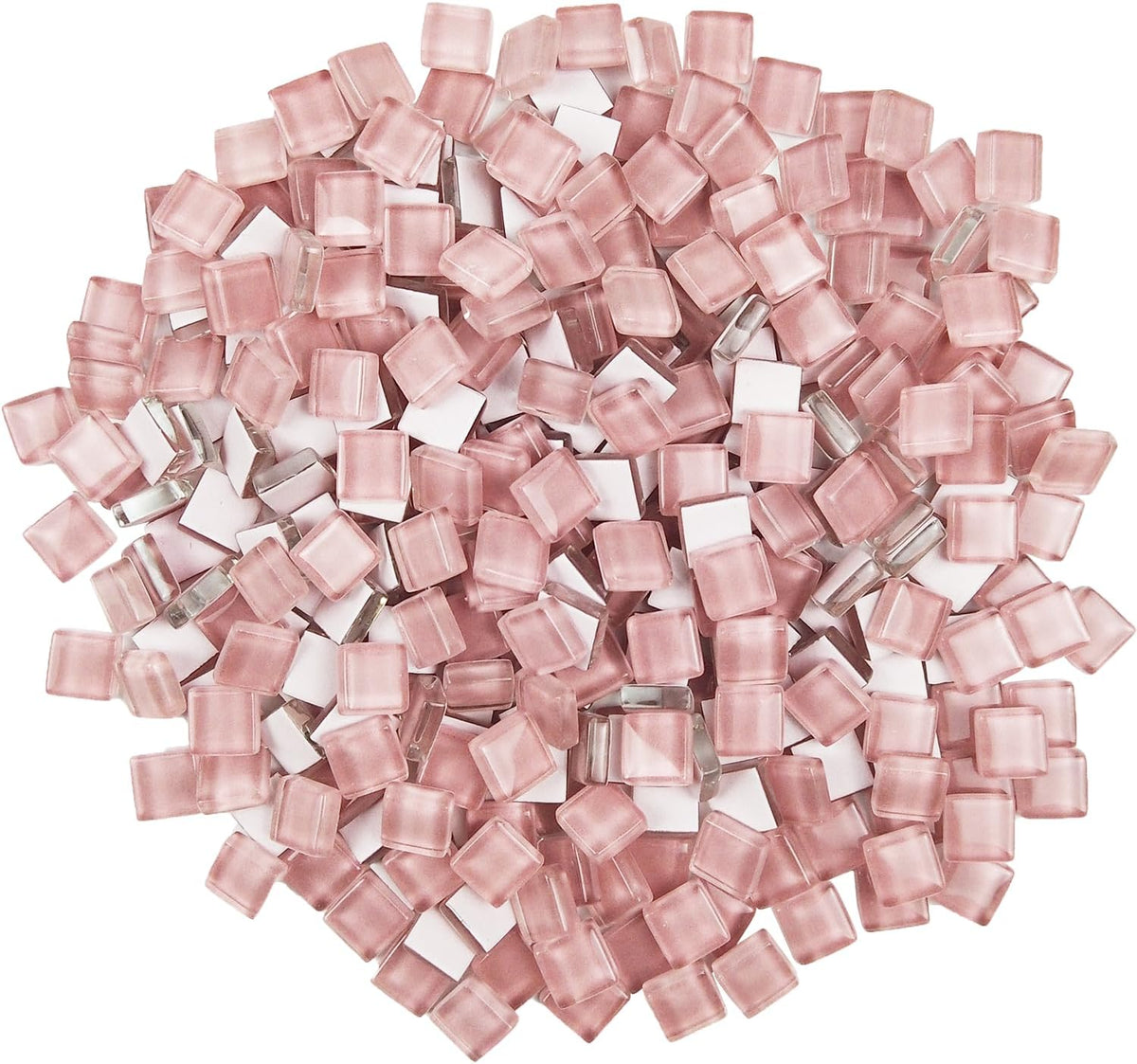 Mosaic Tiles, Bulk Glass Mosaic Pieces, 1x1cm Square Sparkling Tiles, Mosaic Kits Glass Mosaic Tiles for Crafts DIY Art, Frames, Vases Filler, Home Decor, 410g/14.5oz (Pink)