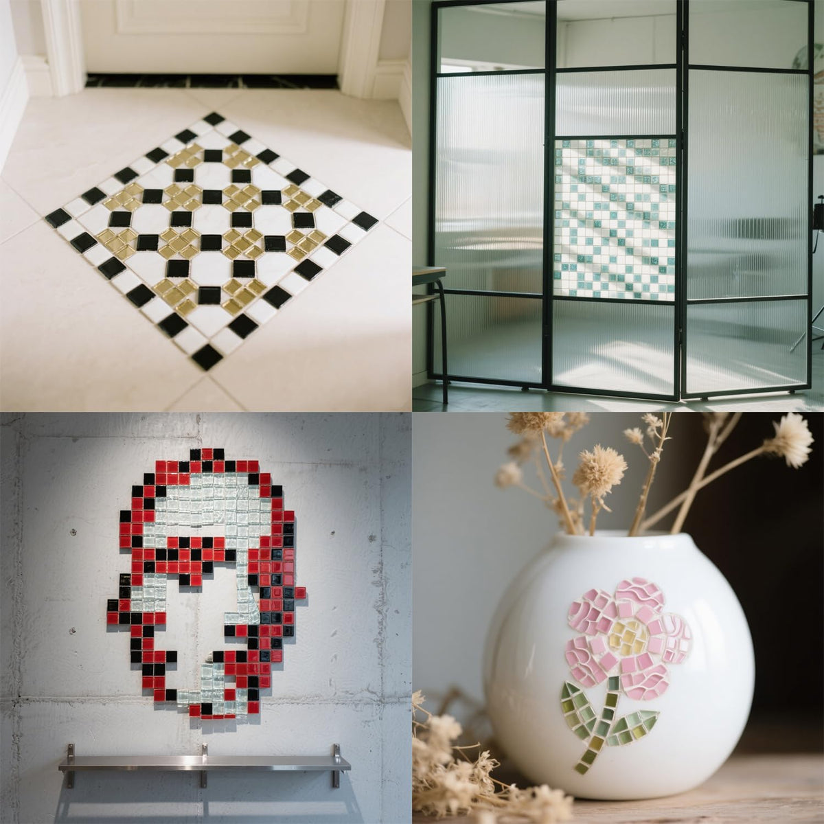 Mosaic Tiles, Bulk Glass Mosaic Pieces, 1x1cm Square Sparkling Tiles, Mosaic Kits Glass Mosaic Tiles for Crafts DIY Art, Frames, Vases Filler, Home Decor, 410g/14.5oz (Pink)