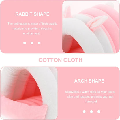 Hamster Warm Cave and Guinea Pig Cozy Nest Bed, Soft Cotton Pet Hideout for Small Animals, L Size Pink Winter Bed for Rabbits, Hedgehogs, Chinchillas, and Squirrels