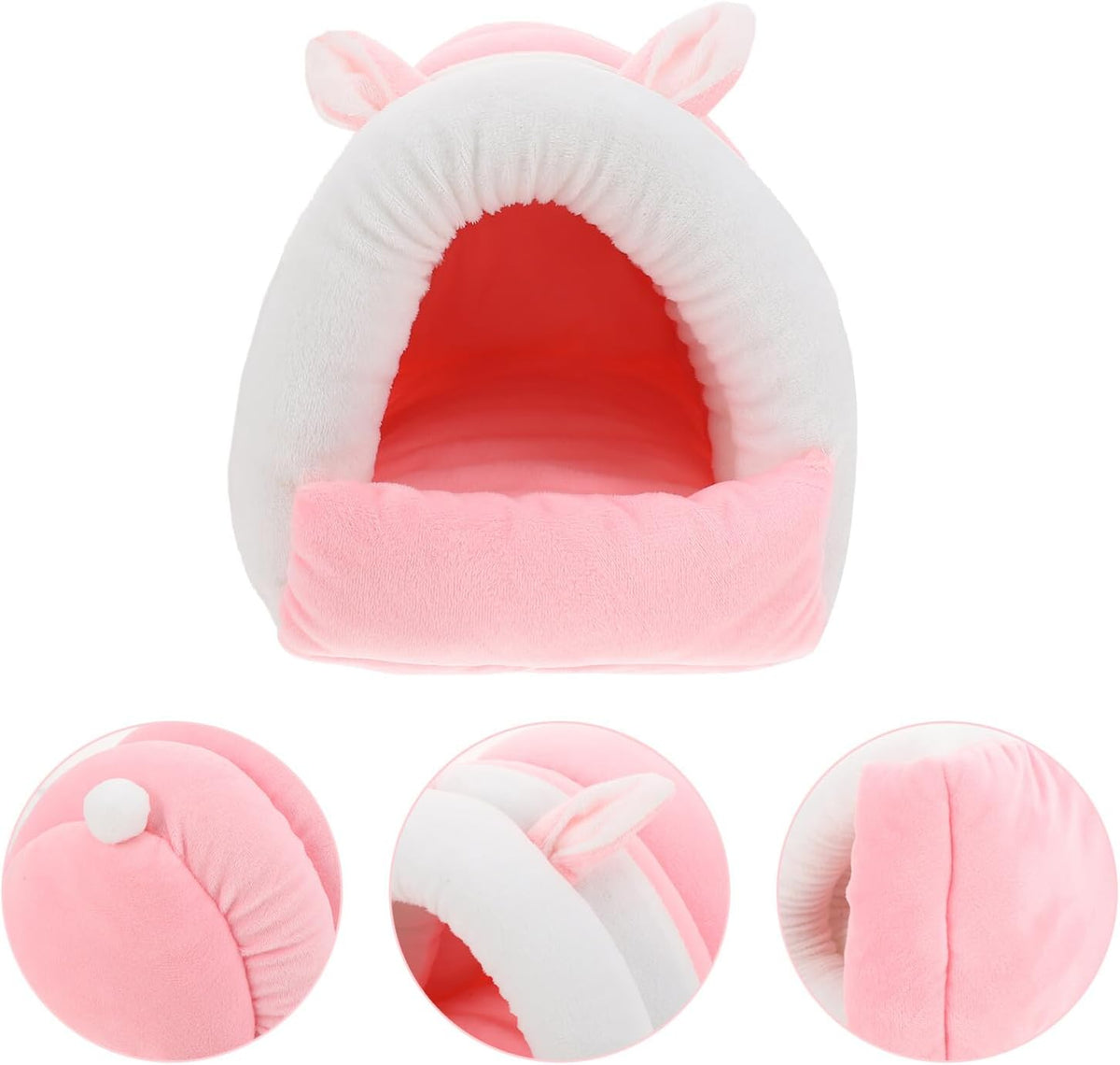 Hamster Warm Cave and Guinea Pig Cozy Nest Bed, Soft Cotton Pet Hideout for Small Animals, L Size Pink Winter Bed for Rabbits, Hedgehogs, Chinchillas, and Squirrels