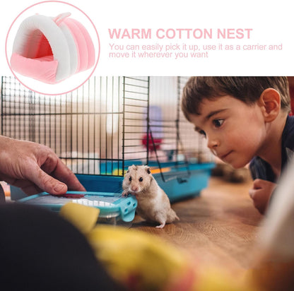 Hamster Warm Cave and Guinea Pig Cozy Nest Bed, Soft Cotton Pet Hideout for Small Animals, L Size Pink Winter Bed for Rabbits, Hedgehogs, Chinchillas, and Squirrels