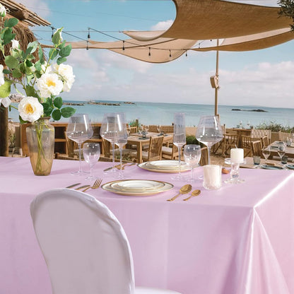 4 Pack Light Pink Satin Tablecloth 60 x 102 Inches