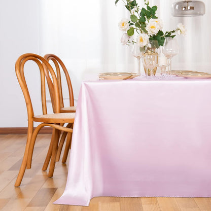 4 Pack Light Pink Satin Tablecloth 60 x 102 Inches
