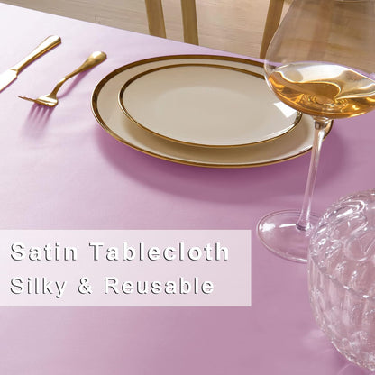 4 Pack Light Pink Satin Tablecloth 60 x 102 Inches