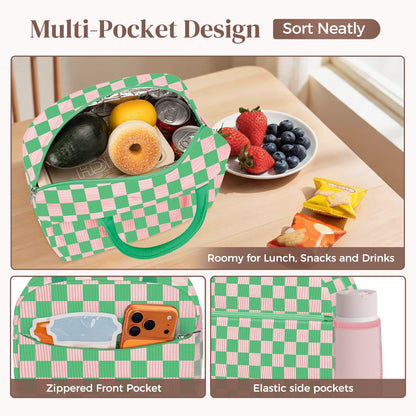 Corduroy Lunch Bag Lunch Box for Women Men,Cute Insulated Lunch Bags,Water-Resistant Cute Cooler Lunch Tote Bag, Reusable LunchBox Large Capacity for Work Travel Picnic