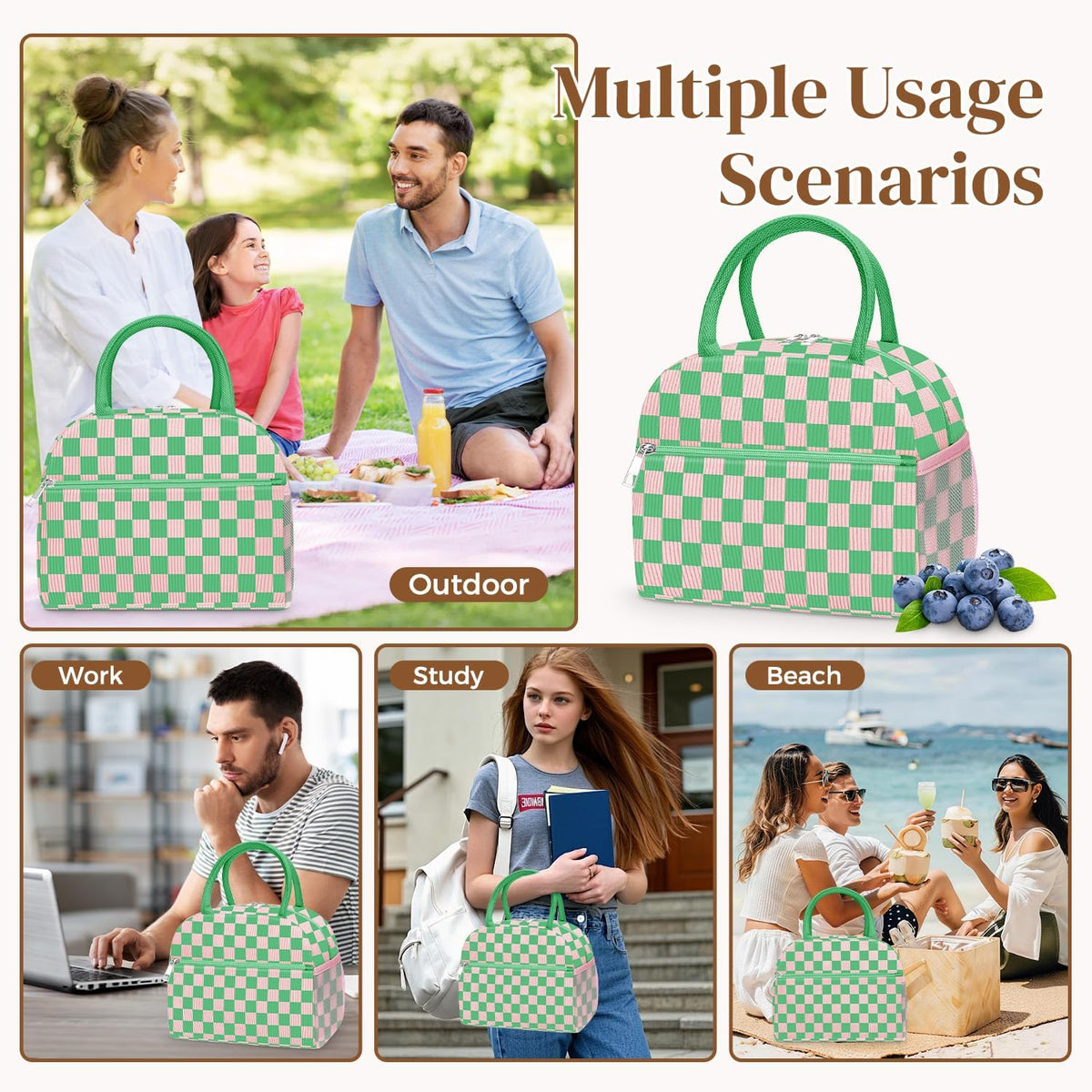 Corduroy Lunch Bag Lunch Box for Women Men,Cute Insulated Lunch Bags,Water-Resistant Cute Cooler Lunch Tote Bag, Reusable LunchBox Large Capacity for Work Travel Picnic