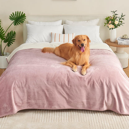 Waterproof Blanket Bed Cover 60"x80" for Adults or Pets, Dusty Pink