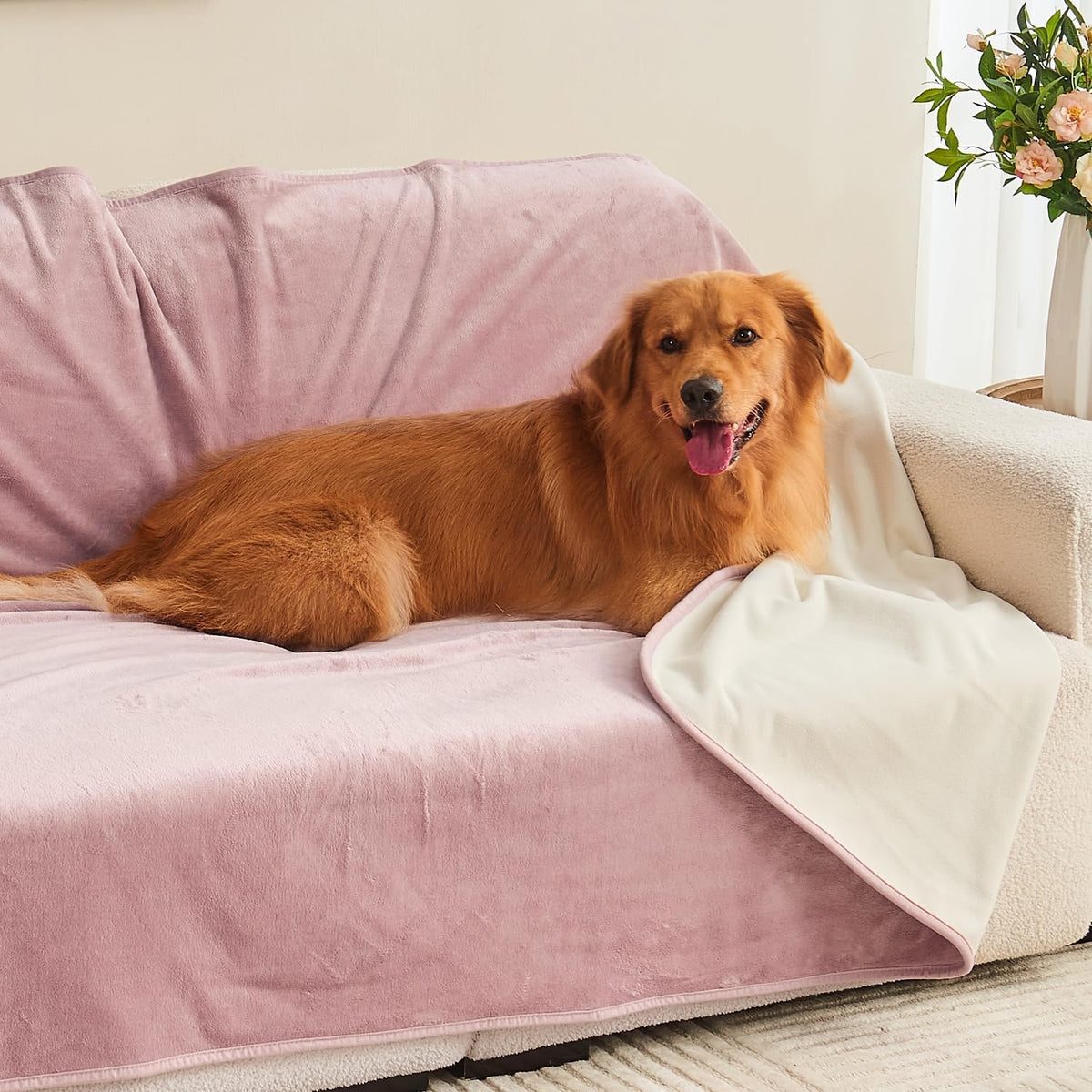 Waterproof Blanket Bed Cover 60"x80" for Adults or Pets, Dusty Pink