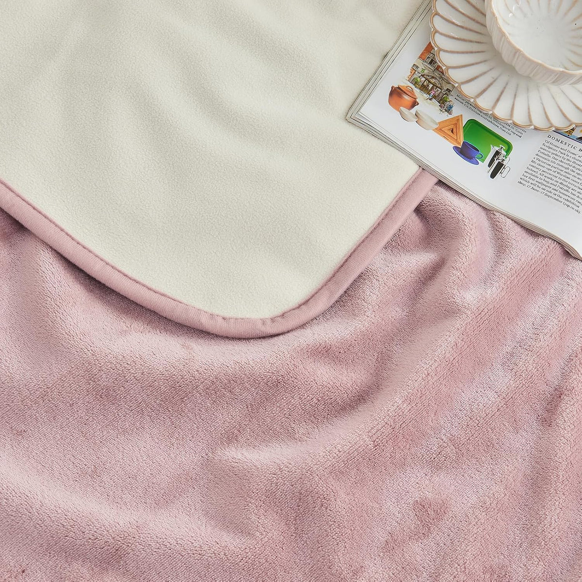 Waterproof Blanket Bed Cover 60"x80" for Adults or Pets, Dusty Pink