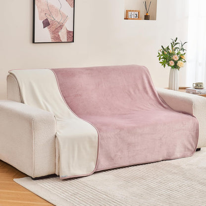 Waterproof Blanket Bed Cover 60"x80" for Adults or Pets, Dusty Pink