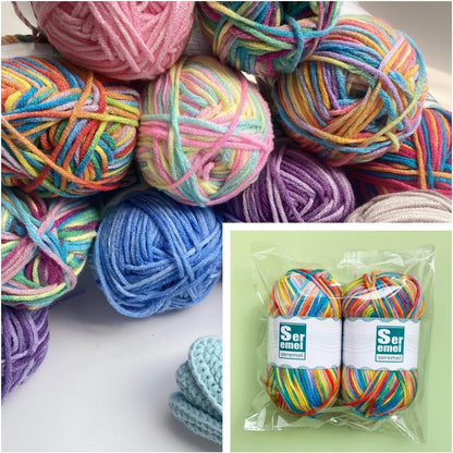 2 Pcs （2 * 48g/2 * 142yards） Crochet/Knitting Rainbow Yarn,Multicolor Variegated 100% Acrylic Yarn,Crochet Yarn for Beginners,Soft Yarn for Crocheting Blanket (Pink White Flower)