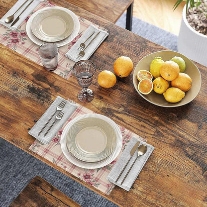 Placemats Set of 6, Cute Flowers Pink Linen Placemats 12x18 Inch, Heat Resistant Table Mats, Washable Non Slip Place Mats for Dining Table Kitchen Home