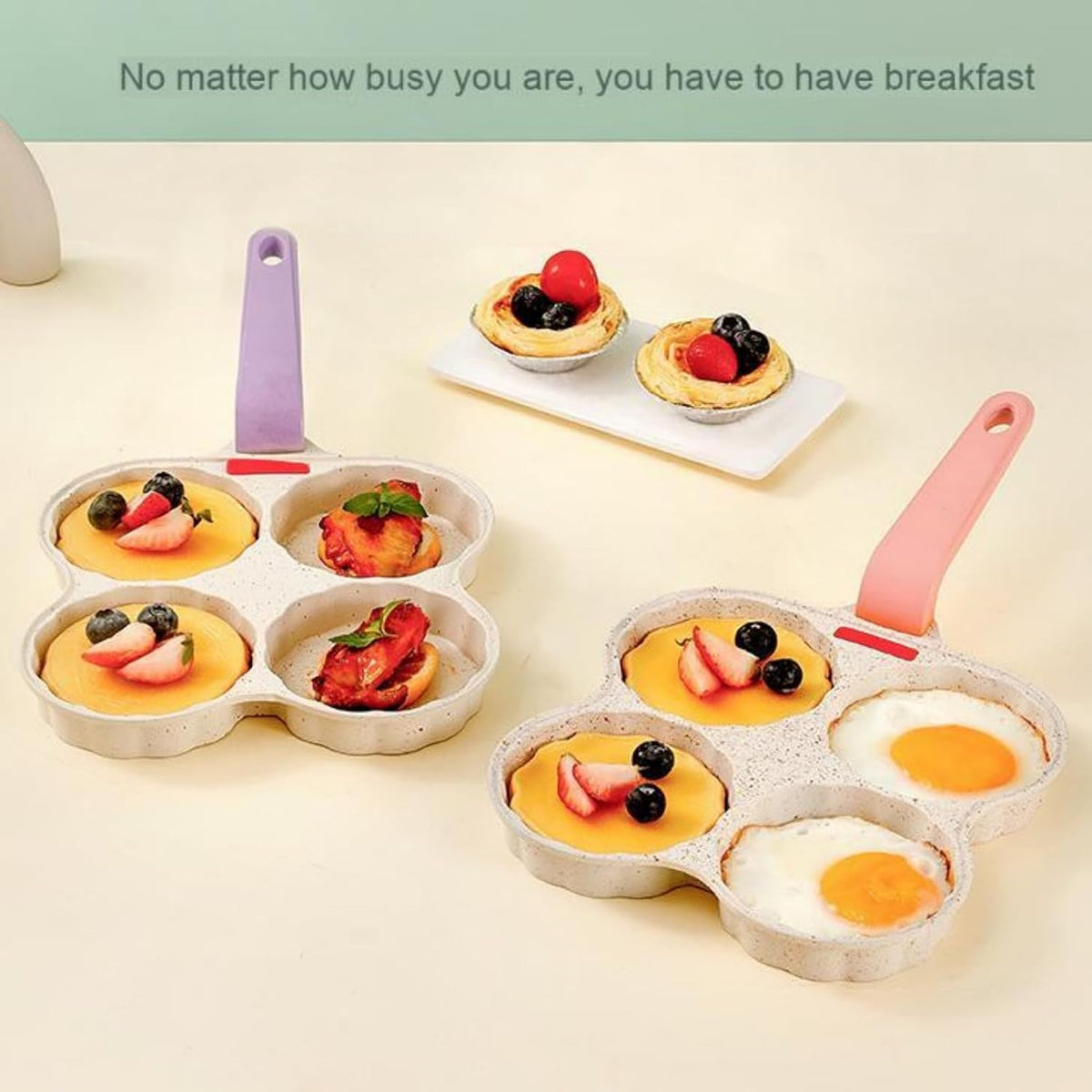 Egg Frying Pan, 4-Cup Nonstick healthy Pancake Frying Pan,Versatile Breakfast Skillet For Eggs,Pancakes,Crepes, Suitable For Gas Stove And Induction Compatible (Pink)