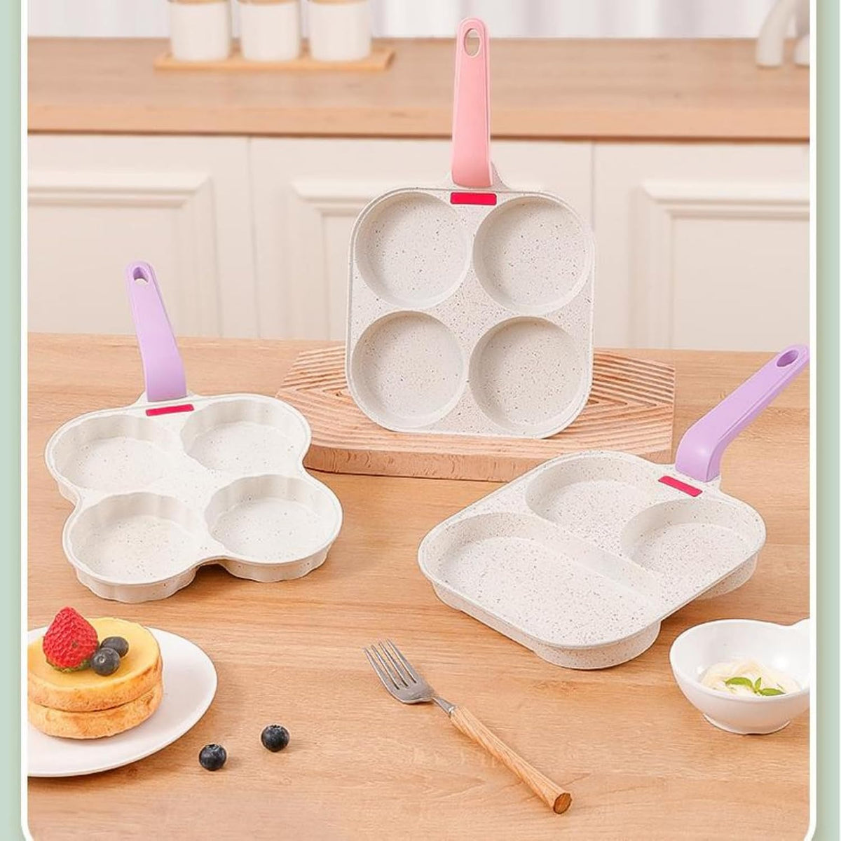Egg Frying Pan, 4-Cup Nonstick healthy Pancake Frying Pan,Versatile Breakfast Skillet For Eggs,Pancakes,Crepes, Suitable For Gas Stove And Induction Compatible (Pink)