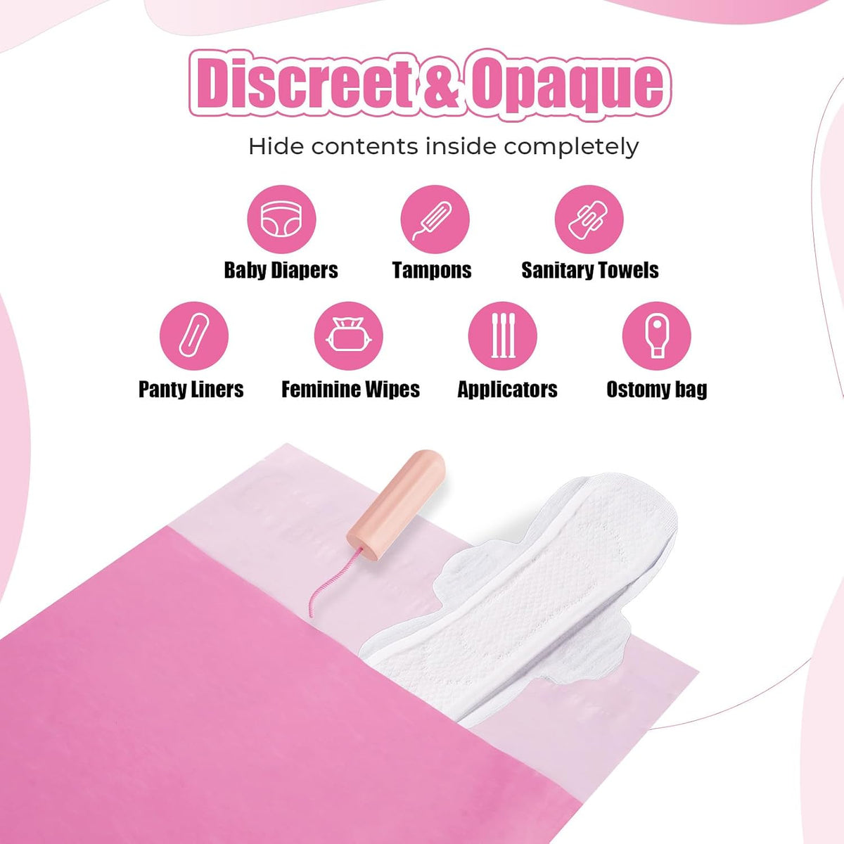 Sanitary Napkin Individual Disposal Bags, 160 Pcs Opaque Personal Care Bags