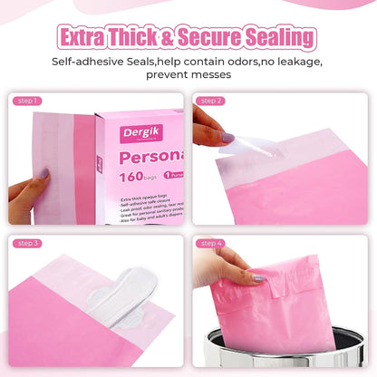 Sanitary Napkin Individual Disposal Bags, 160 Pcs Opaque Personal Care Bags
