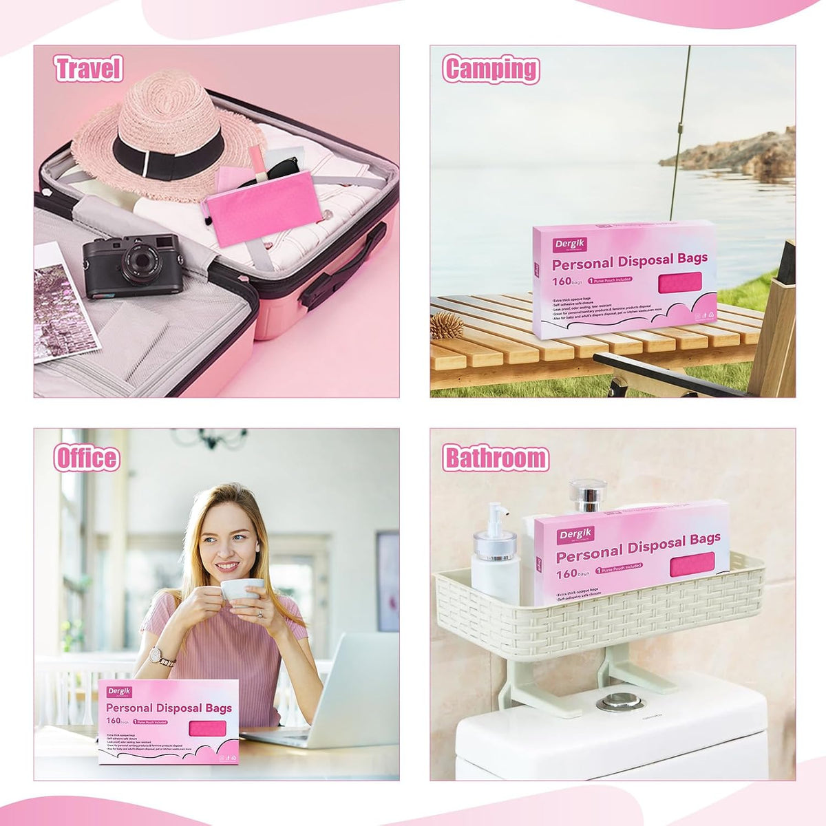 Sanitary Napkin Individual Disposal Bags, 160 Pcs Opaque Personal Care Bags