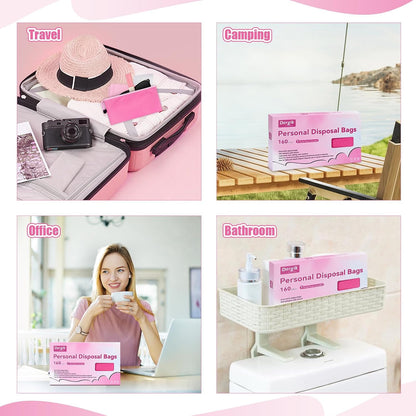 Sanitary Napkin Individual Disposal Bags, 160 Pcs Opaque Personal Care Bags