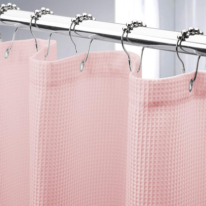 Waffle Shower Curtain, Blush Pink Shower Curtain Fabric 78 Inches Long with Waffle Weave, Heavy Duty 240GSM Hotel Quality, Bathroom Shower Curtains, 72 x 78 Inches