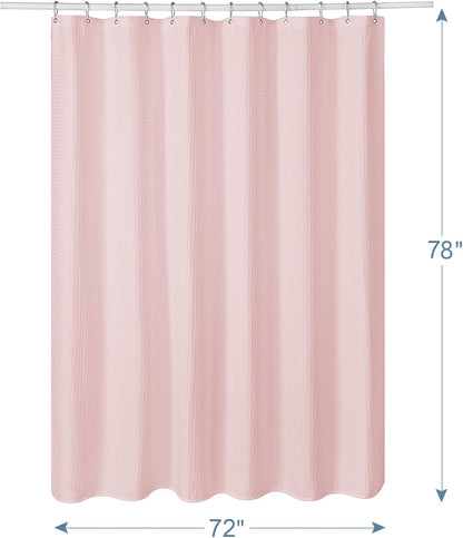 Waffle Shower Curtain, Blush Pink Shower Curtain Fabric 78 Inches Long with Waffle Weave, Heavy Duty 240GSM Hotel Quality, Bathroom Shower Curtains, 72 x 78 Inches