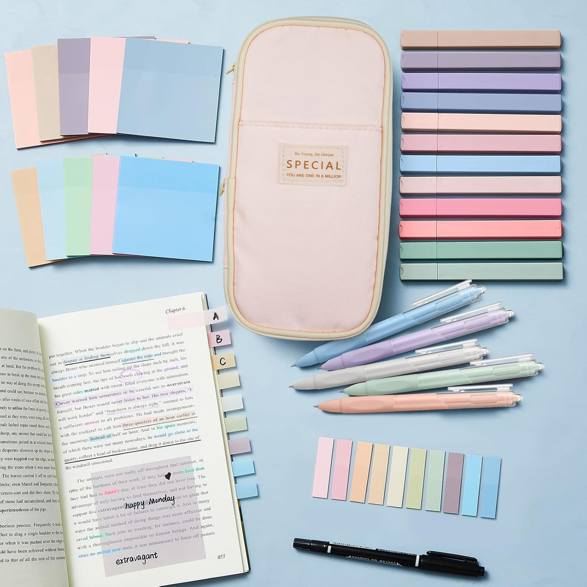 39 Pcs Aesthetic Book Annotation Kit, Pink, Cute Style