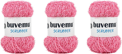 Scrubber Yarn for Crochet, Knitting & Dishcloths, Pink, 3-Pack
