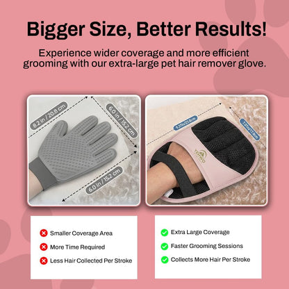 Pet Hair Remover Glove for Dogs & Cats – Reusable Electrostatic Pet Fur Removal Mitt for Couch, Carpet, Clothing & Furniture | Elastic Strap & Hanging Loop (1 Pack) (Pink)