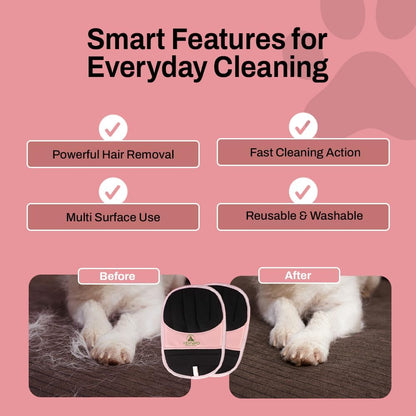 Pet Hair Remover Glove for Dogs & Cats – Reusable Electrostatic Pet Fur Removal Mitt for Couch, Carpet, Clothing & Furniture | Elastic Strap & Hanging Loop (1 Pack) (Pink)